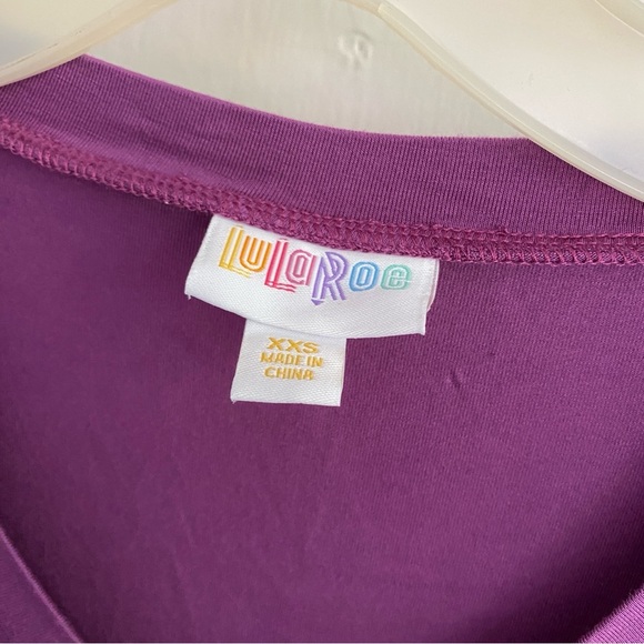 LulaRoe Purple V-Neck Flutter Top Short Sleeved  Size XXS - Picture 7 of 7